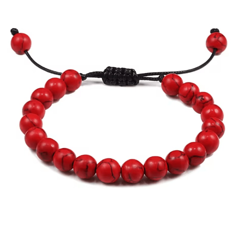 ElementGuard 8mm Natural Tiger Eye Beaded Bracelet Adjustable Volcanic Stone Howlite Onyx Wristle 13