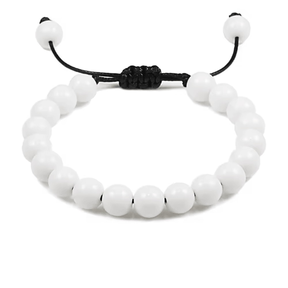 ElementGuard 8mm Natural Tiger Eye Beaded Bracelet Adjustable Volcanic Stone Howlite Onyx Wristle 14