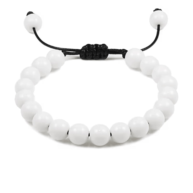 ElementGuard 8mm Natural Tiger Eye Beaded Bracelet Adjustable Volcanic Stone Howlite Onyx Wristle 14