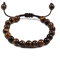 ElementGuard 8mm Natural Tiger Eye Beaded Bracelet Adjustable Volcanic Stone Howlite Onyx Wristle 15