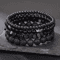 LavaEdge 4Piece Volcanic Stone Bracelet Set Black Lava Rock Wood Beads Elastic Jewelry For Men W 0