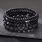 LavaEdge 4Piece Volcanic Stone Bracelet Set Black Lava Rock Wood Beads Elastic Jewelry For Men W 0