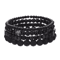 LavaEdge 4Piece Volcanic Stone Bracelet Set Black Lava Rock Wood Beads Elastic Jewelry For Men W 3