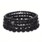 LavaEdge 4Piece Volcanic Stone Bracelet Set Black Lava Rock Wood Beads Elastic Jewelry For Men W 3