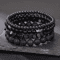 LavaEdge 4Piece Volcanic Stone Bracelet Set Black Lava Rock Wood Beads Elastic Jewelry For Men W 5