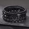 LavaEdge 4Piece Volcanic Stone Bracelet Set Black Lava Rock Wood Beads Elastic Jewelry For Men W 5