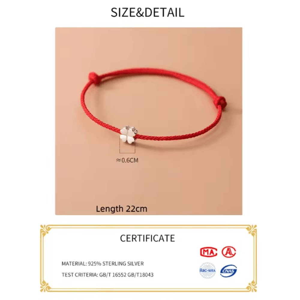 La Monada 925 Sterling Silver Red Rope Bracelet Minimalist Flower Red Thread Jewelry For Women St 4