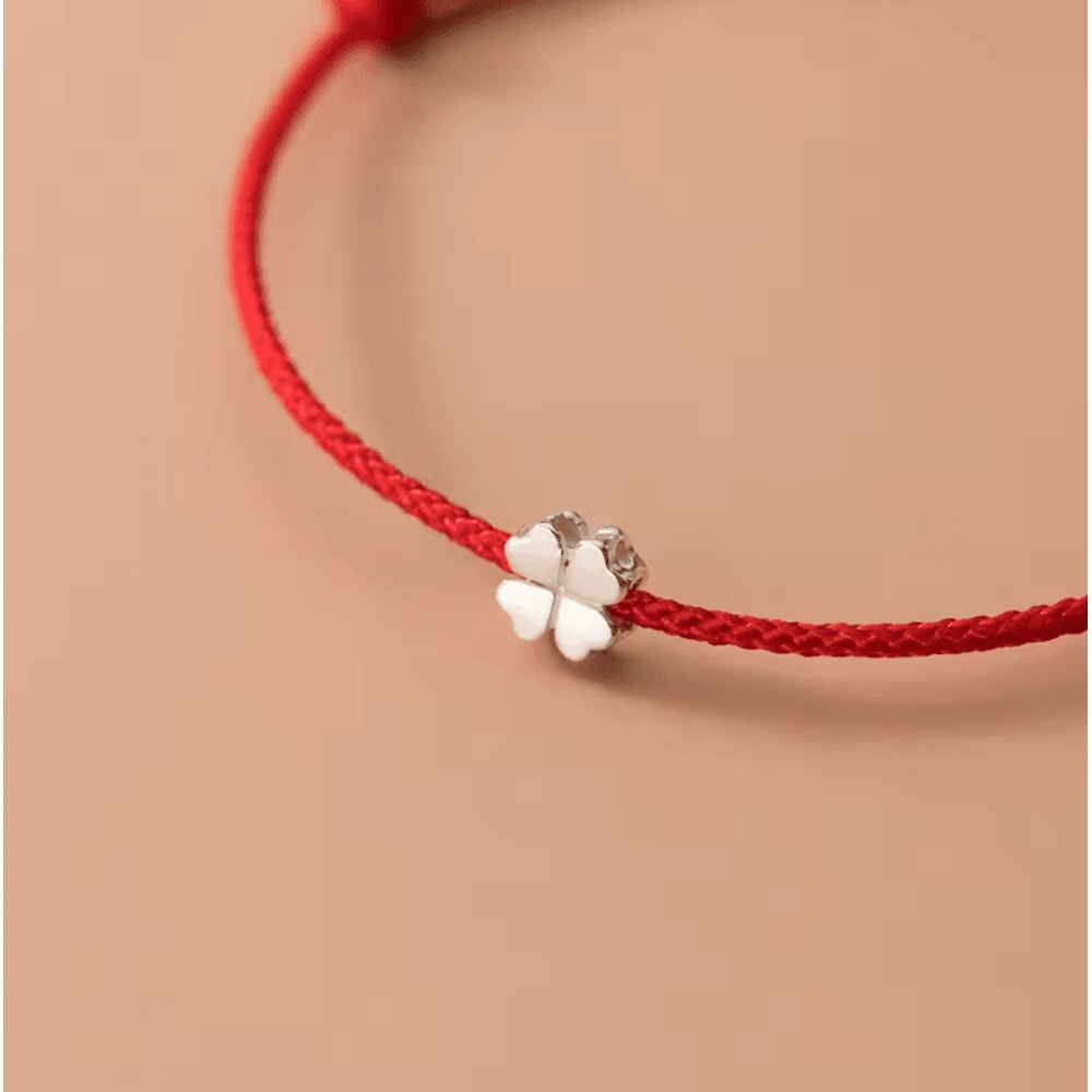 La Monada 925 Sterling Silver Red Rope Bracelet Minimalist Flower Red Thread Jewelry For Women St 2