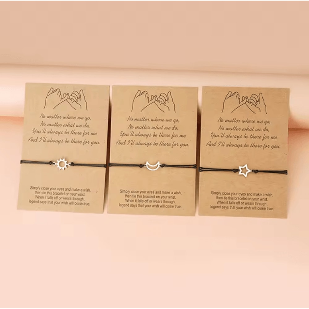 BondBrite 3PCS Friendship Bracelet Set Long Distance Promise Bracelets For Best Friends Sisters 5