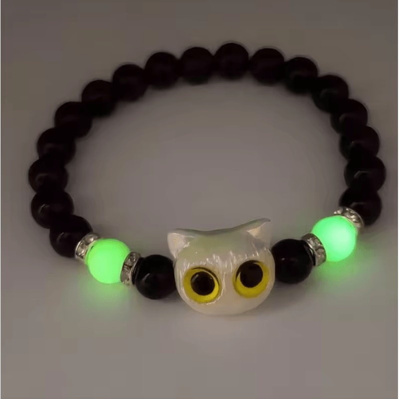 GlowCat Big Eye Luminous Necklace Trendy Black Cat Pendant Cartoon Jewelry Gift For Women 7