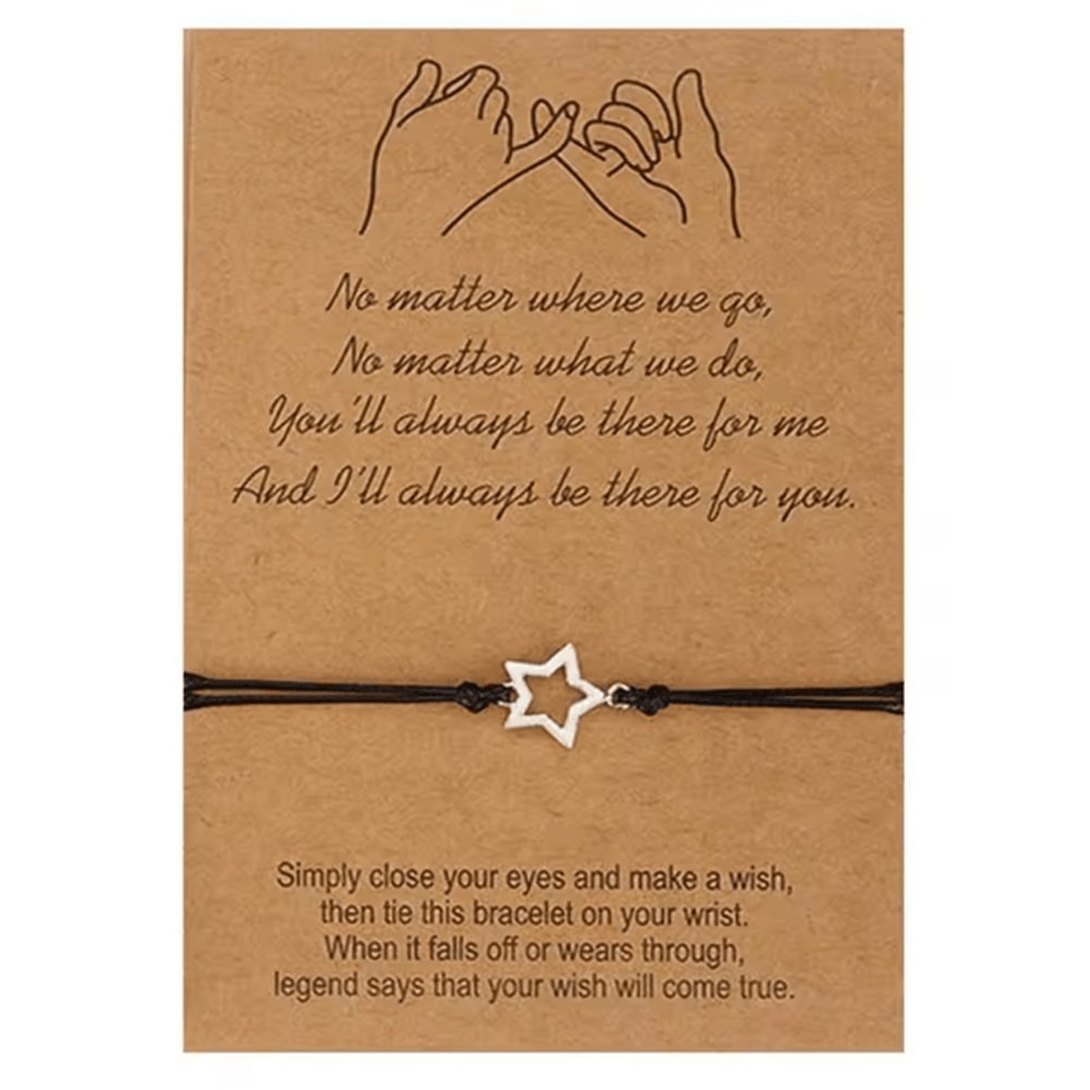 FriendLink 3PCS Friendship Bracelet Set Long Distance Promise Cards Gift For Best Friends Sisters 4