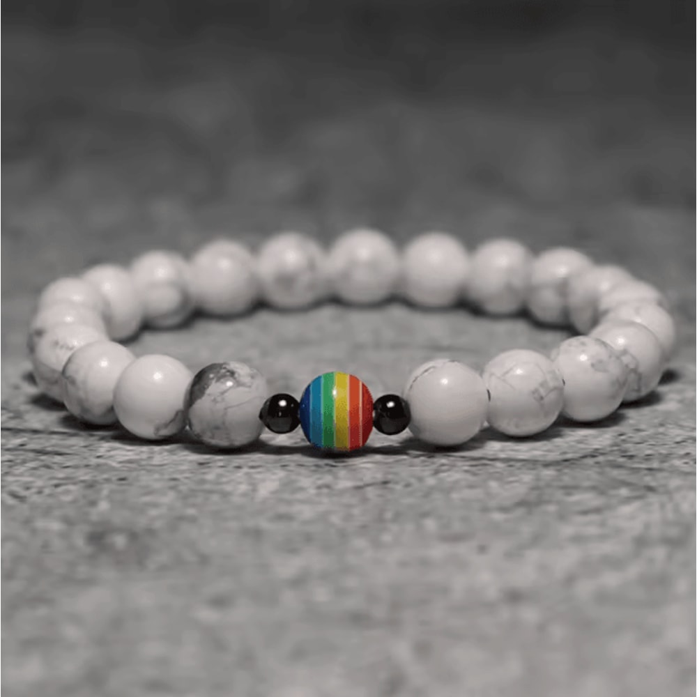 FrostAura Natural Stone Bracelet Rainbow LGBT Unisex Couple Bracelet For Distance Meditation 3