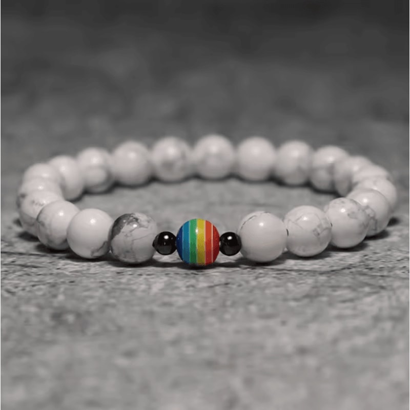 FrostAura Natural Stone Bracelet Rainbow LGBT Unisex Couple Bracelet For Distance Meditation 3