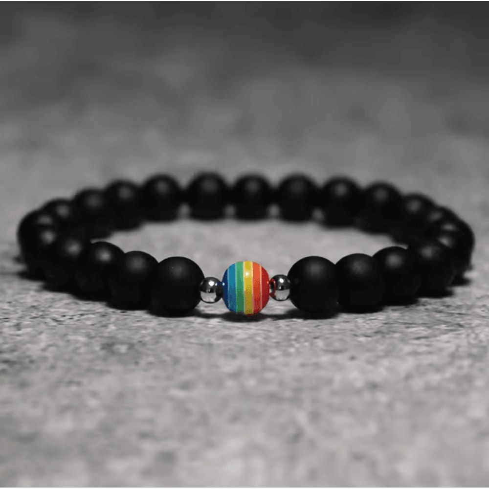 FrostAura Natural Stone Bracelet Rainbow LGBT Unisex Couple Bracelet For Distance Meditation 4