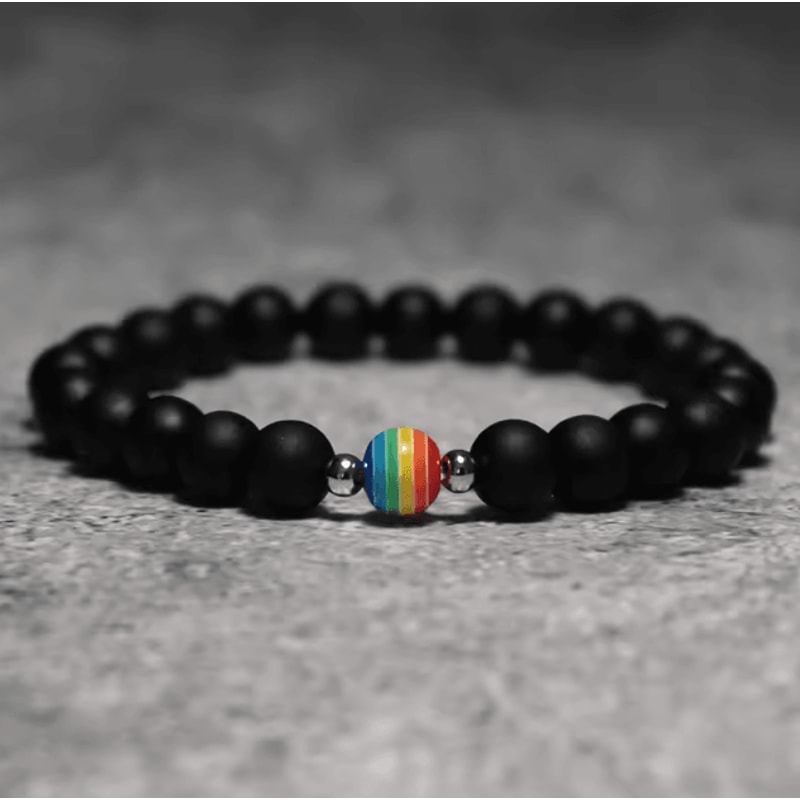 FrostAura Natural Stone Bracelet Rainbow LGBT Unisex Couple Bracelet For Distance Meditation 4