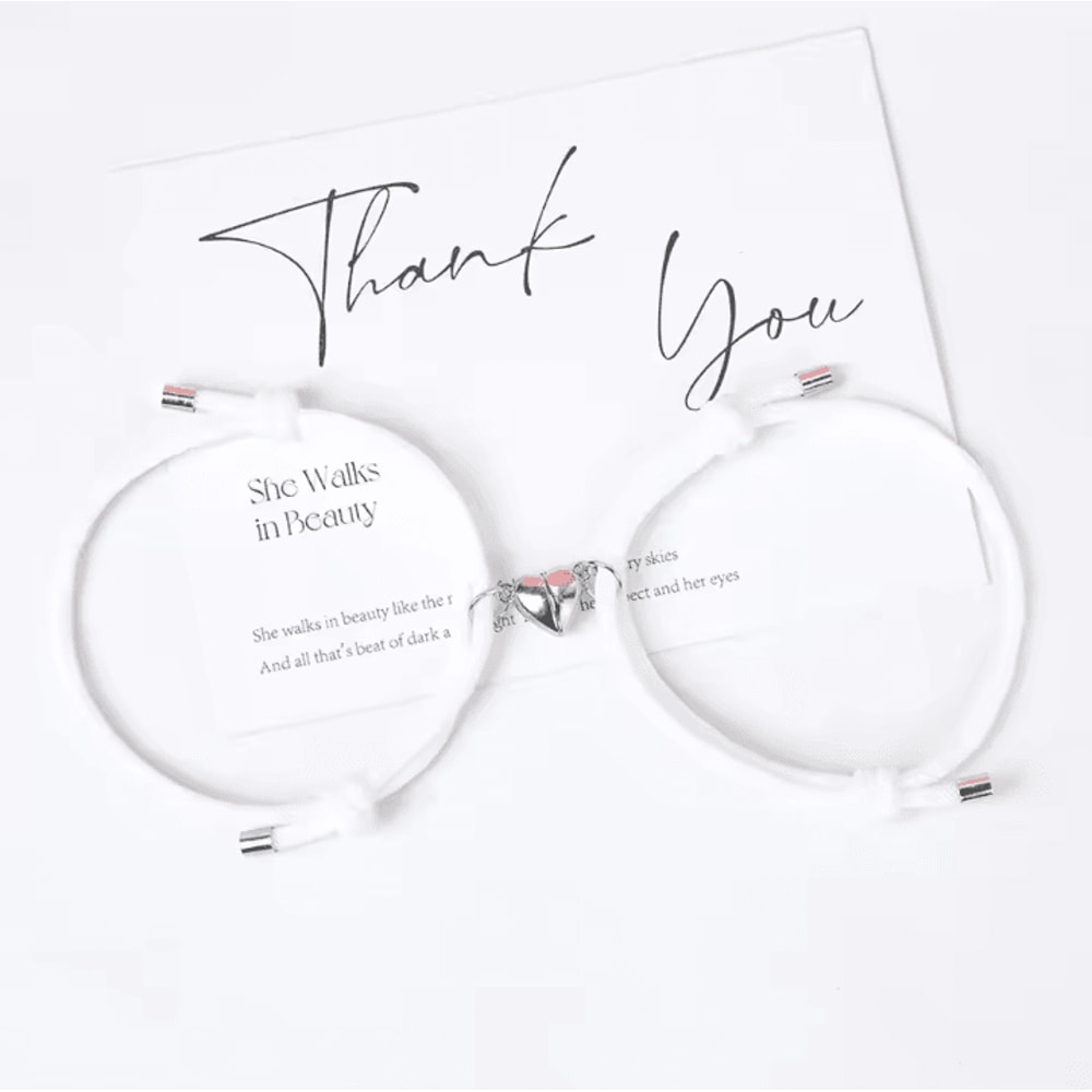 LATS Magnetic Couple Bracelet Set 2Piece Black White Hand Rope Matching Bracelets For Friends Cou 8