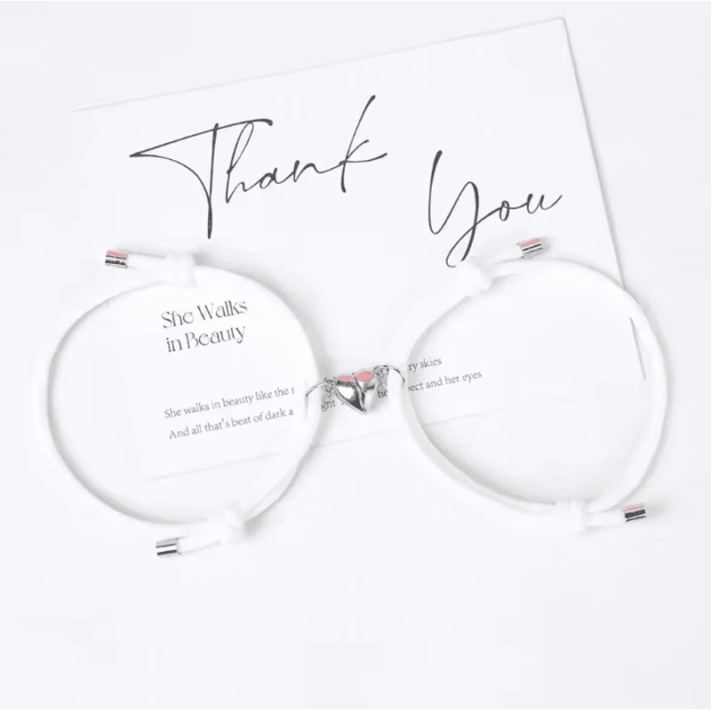 LATS Magnetic Couple Bracelet Set 2Piece Black White Hand Rope Matching Bracelets For Friends Cou 8