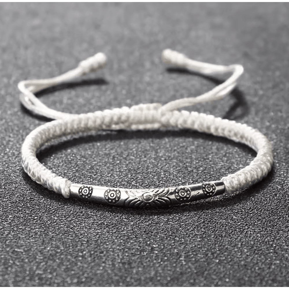 Bohemia Bloom Carved Flower Bracelet Handmade Woven Lucky Rope Chain Bangle For Women Men 0