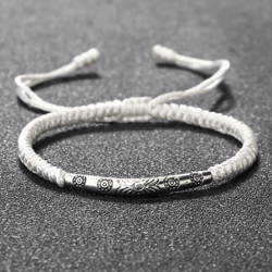 bohemia bloom carved flower bracelet – handmade woven lucky rope chain bangle for women & men