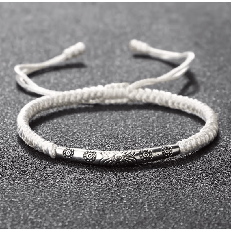 Bohemia Bloom Carved Flower Bracelet Handmade Woven Lucky Rope Chain Bangle For Women Men 0