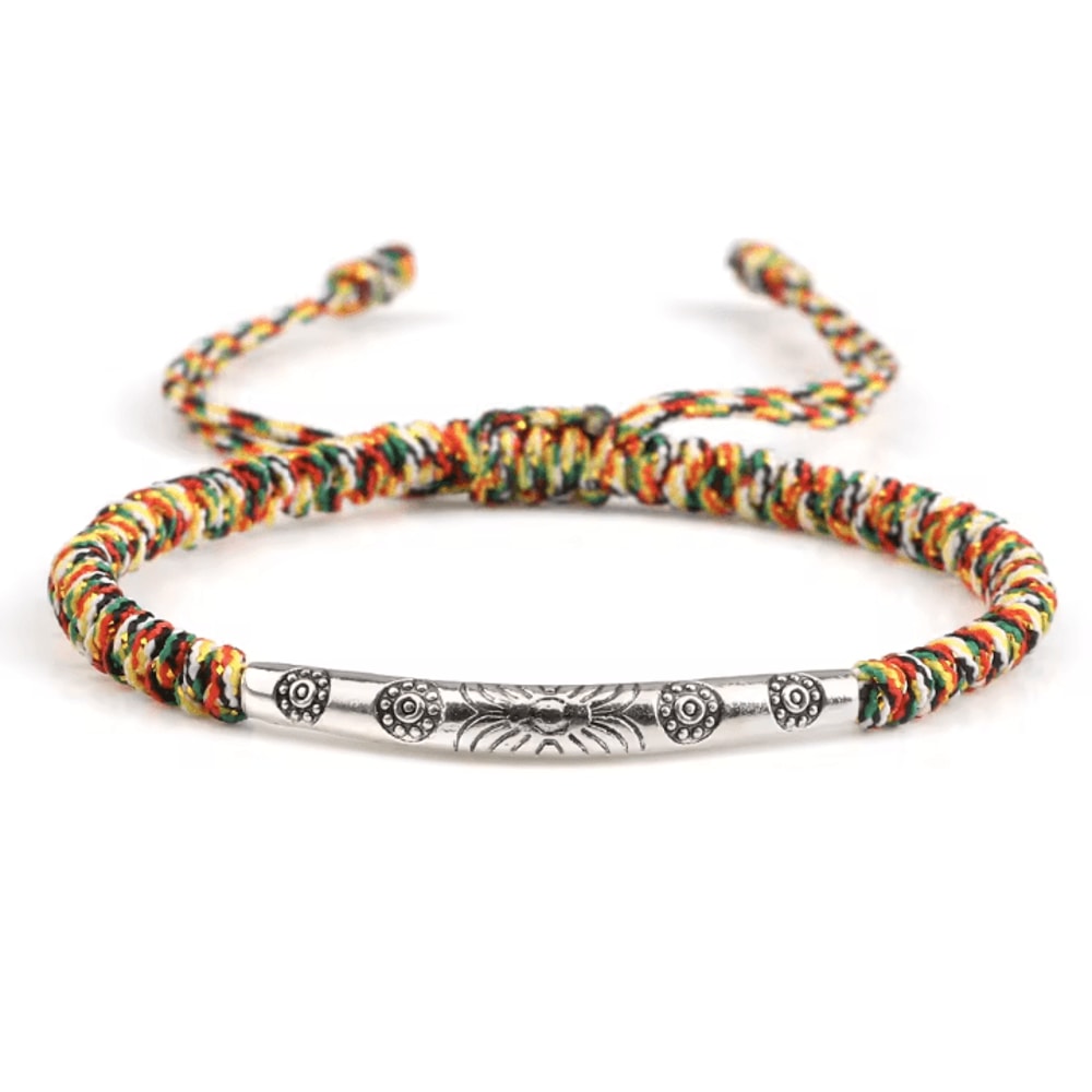 Bohemia Bloom Carved Flower Bracelet Handmade Woven Lucky Rope Chain Bangle For Women Men 10