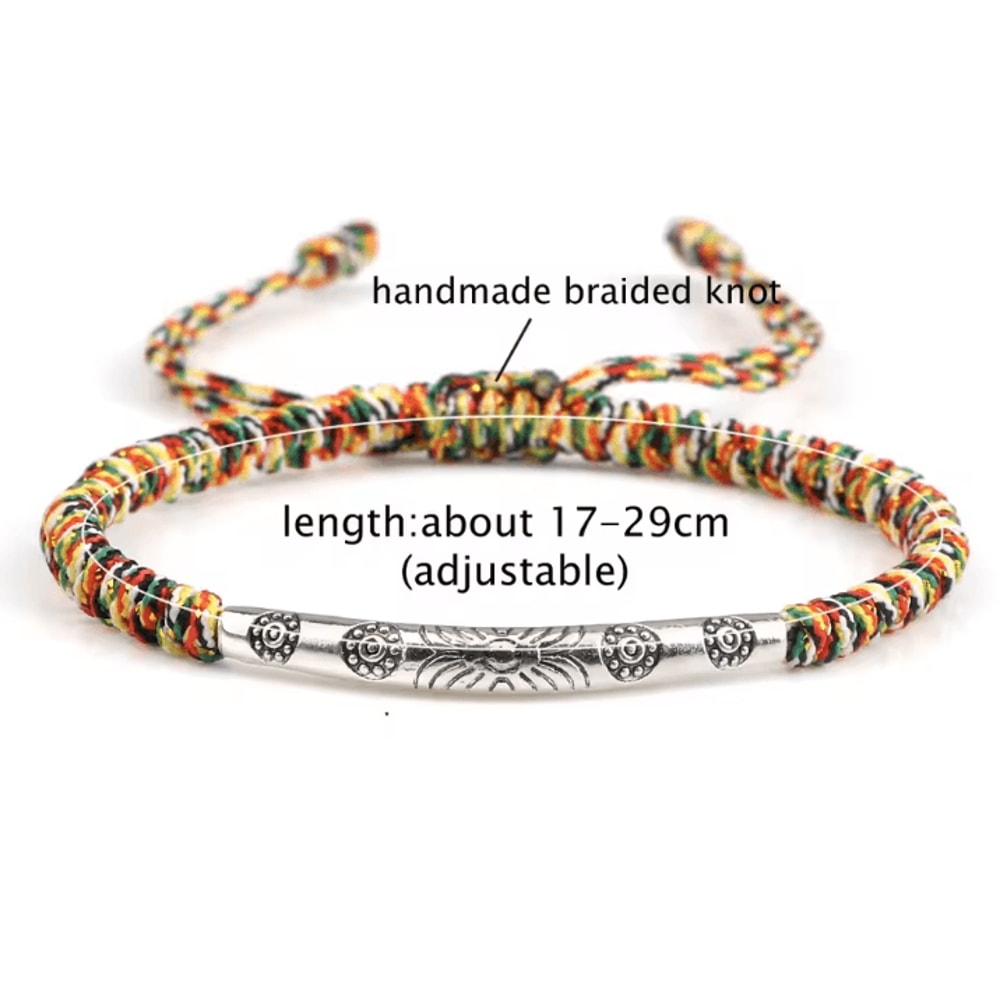 Bohemia Bloom Carved Flower Bracelet Handmade Woven Lucky Rope Chain Bangle For Women Men 5