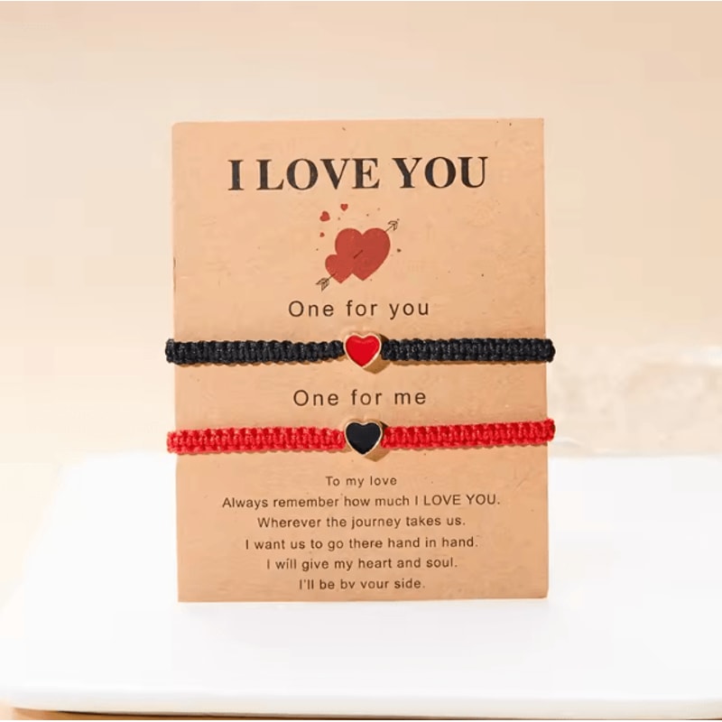 HeartBond 2Pcs Matching Bracelets Set Handwoven Heart LongDistance Couple Friendship Jewelry Gift 6