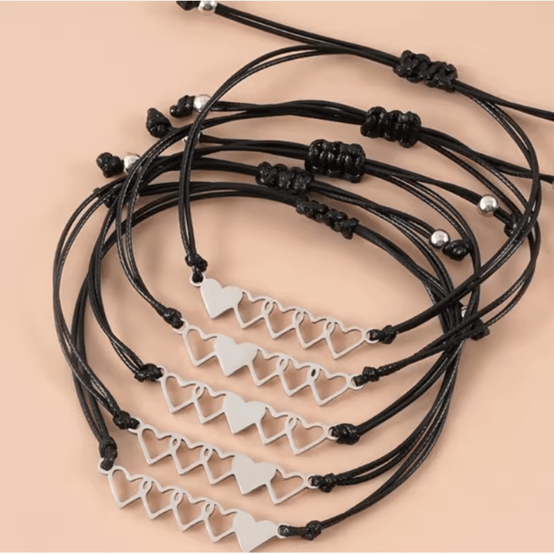 HeartSister 5PCS Sisters Bracelet Set Best Friend Matching Heart Long Distance Gift For Girls Wom 2