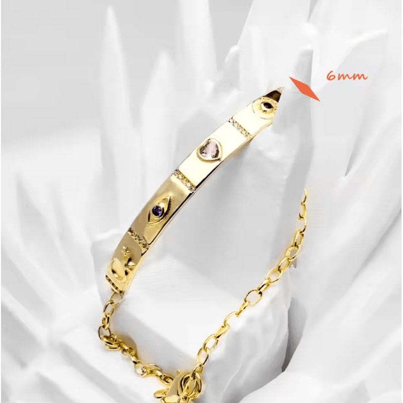 CelesteGlo 925 Sterling Silver Cosmic Talisman Bracelet YellowGold Plated Vintage Jewelry For Wome 2