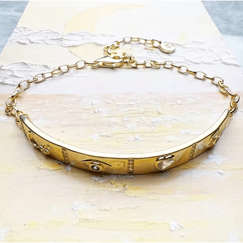 CelesteGlo 925 Sterling Silver Cosmic Talisman Bracelet YellowGold Plated Vintage Jewelry For Wome 3