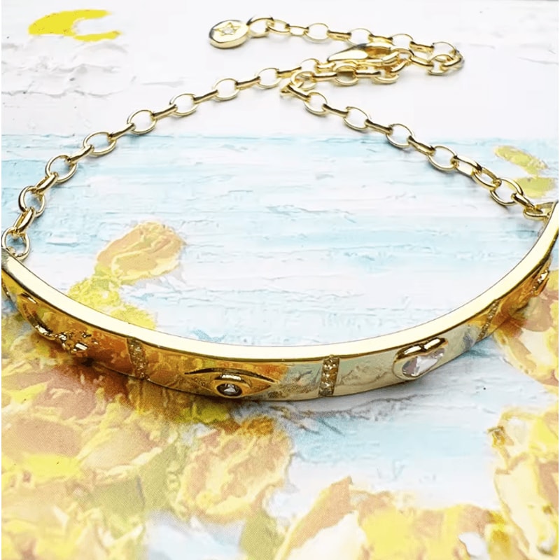 CelesteGlo 925 Sterling Silver Cosmic Talisman Bracelet YellowGold Plated Vintage Jewelry For Wome 5