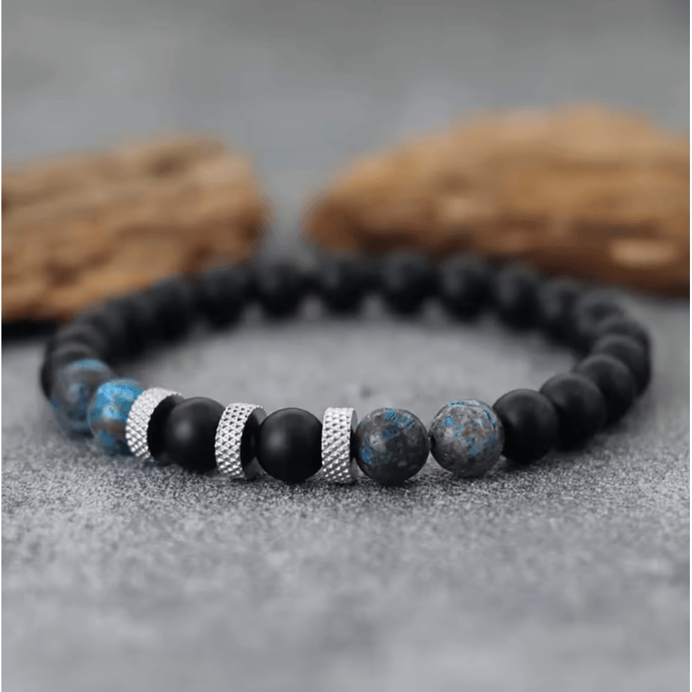 ElementForce 8 Mm Natural Stone Bracelet Onyx Tiger Eye Energy Wristlet For Men 2