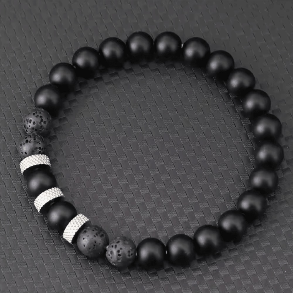 ElementForce 8 Mm Natural Stone Bracelet Onyx Tiger Eye Energy Wristlet For Men 4