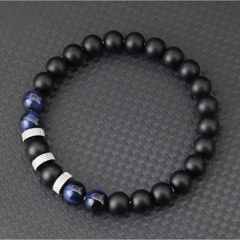 ElementForce 8 Mm Natural Stone Bracelet Onyx Tiger Eye Energy Wristlet For Men 5