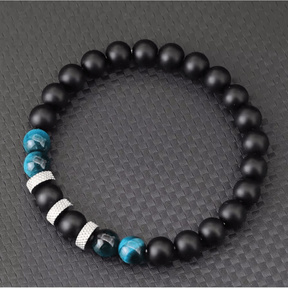 ElementForce 8 Mm Natural Stone Bracelet Onyx Tiger Eye Energy Wristlet For Men 6