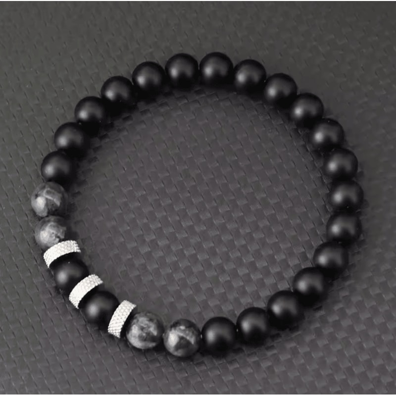 ElementForce 8 Mm Natural Stone Bracelet Onyx Tiger Eye Energy Wristlet For Men 8