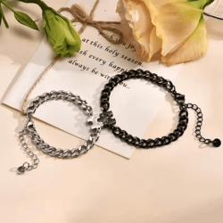 heartlock stainless steel couple bracelets set – puzzle heart long-distance relationship jewelry for him & her
