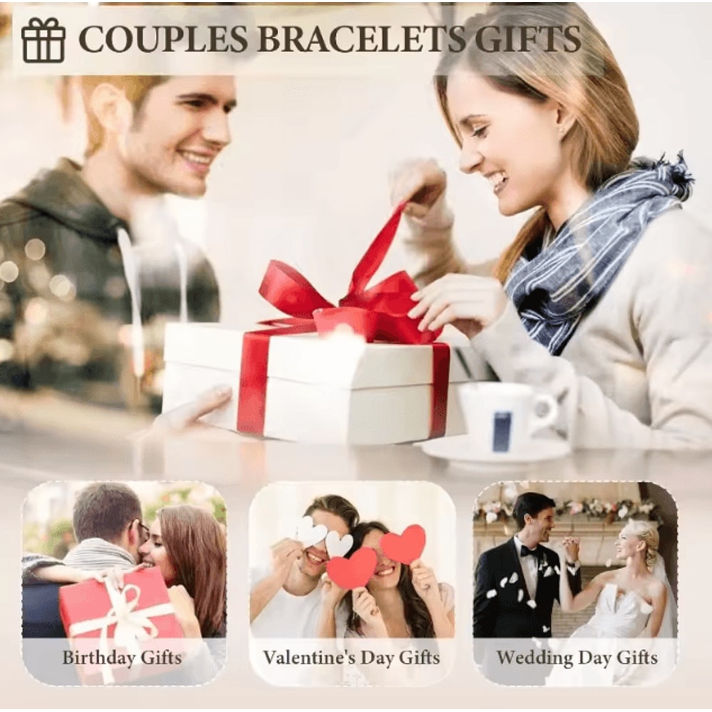 HeartLock Stainless Steel Couple Bracelets Set Puzzle Heart LongDistance Relationship Jewelry For 3