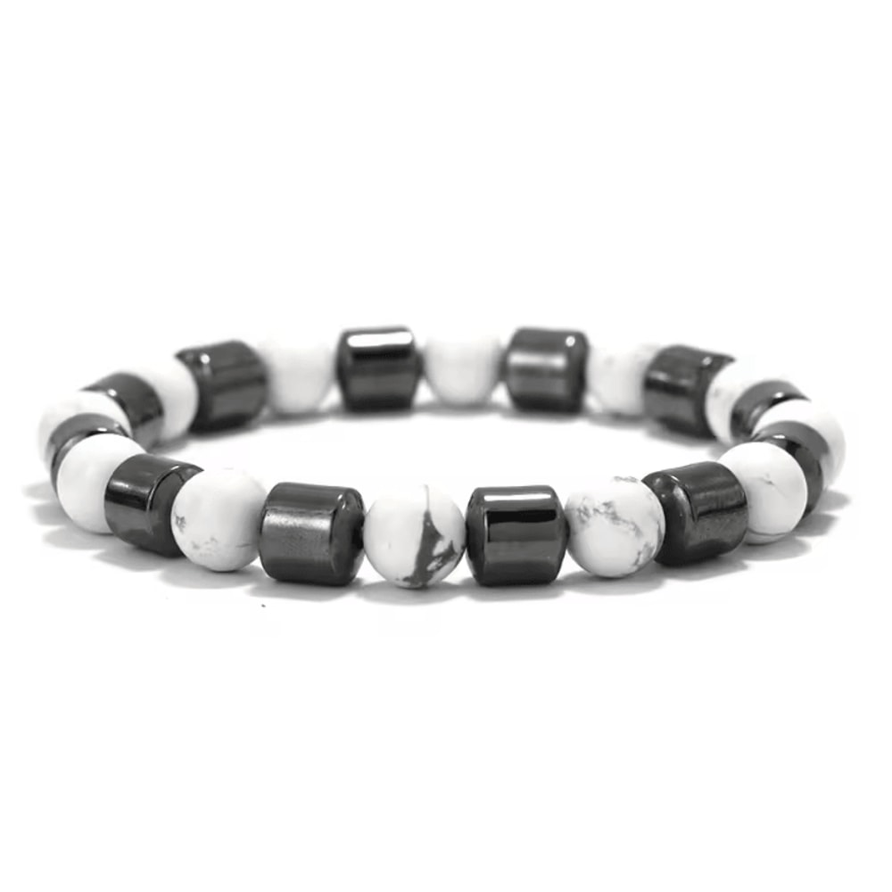 IronCore 8 Mm Natural Stone Mens Bracelet Hematite Howlite Tiger Eye Wristlet For Everyday Style 13