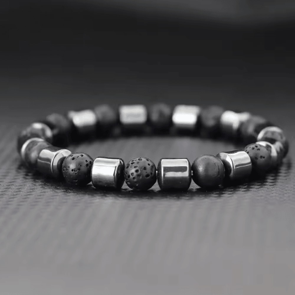 IronCore 8 Mm Natural Stone Mens Bracelet Hematite Howlite Tiger Eye Wristlet For Everyday Style 3