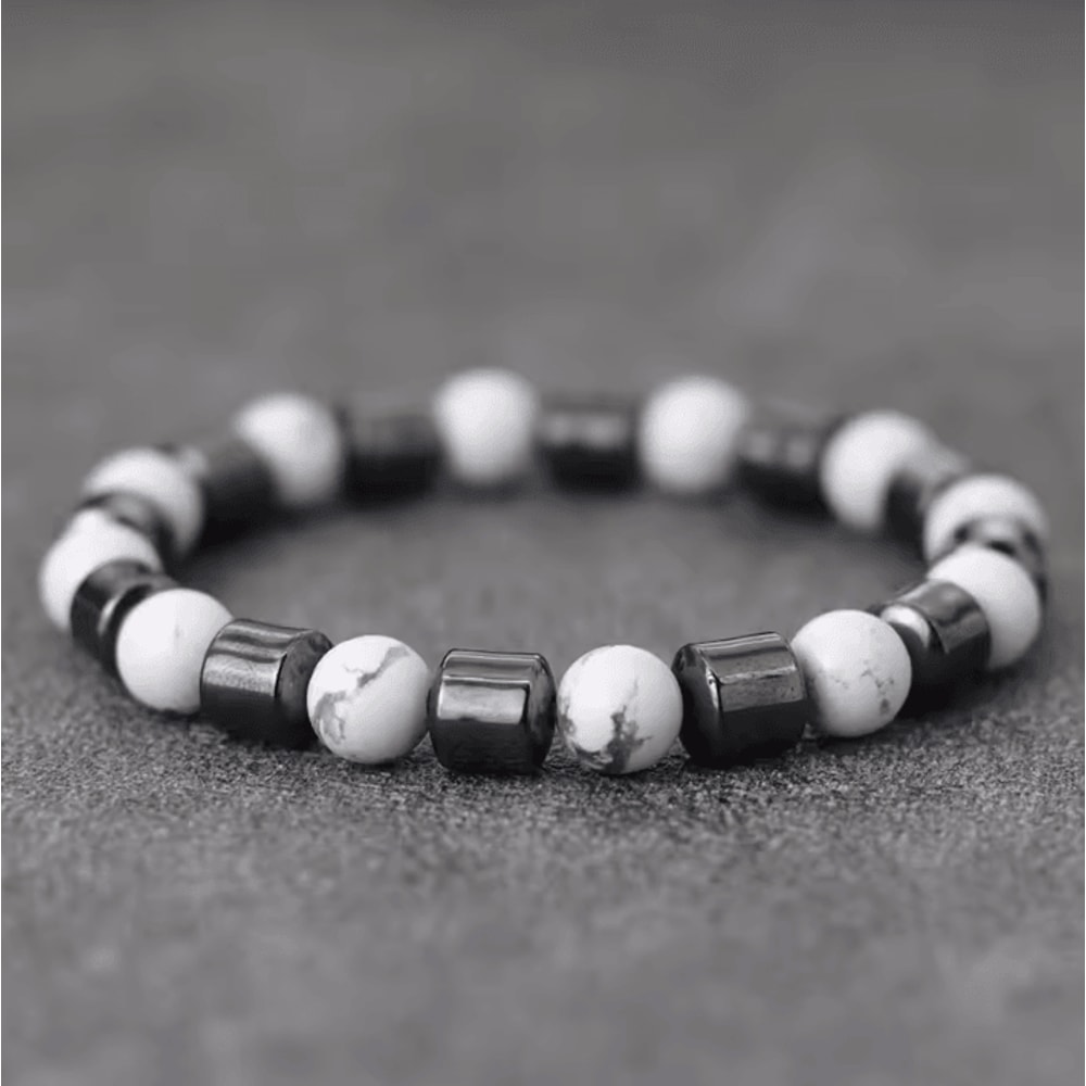 IronCore 8 Mm Natural Stone Mens Bracelet Hematite Howlite Tiger Eye Wristlet For Everyday Style 4