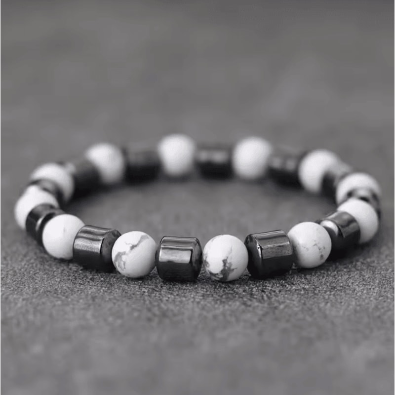 IronCore 8 Mm Natural Stone Mens Bracelet Hematite Howlite Tiger Eye Wristlet For Everyday Style 4