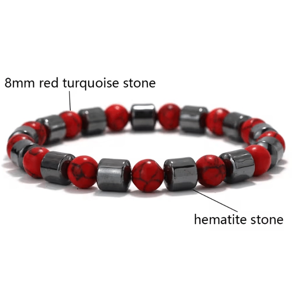 IronCore 8 Mm Natural Stone Mens Bracelet Hematite Howlite Tiger Eye Wristlet For Everyday Style 5