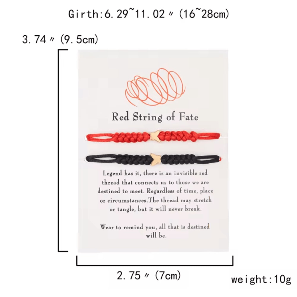 FateBond Handmade Red String Bracelets Braided Couples Set For Luck Protection Connection 4
