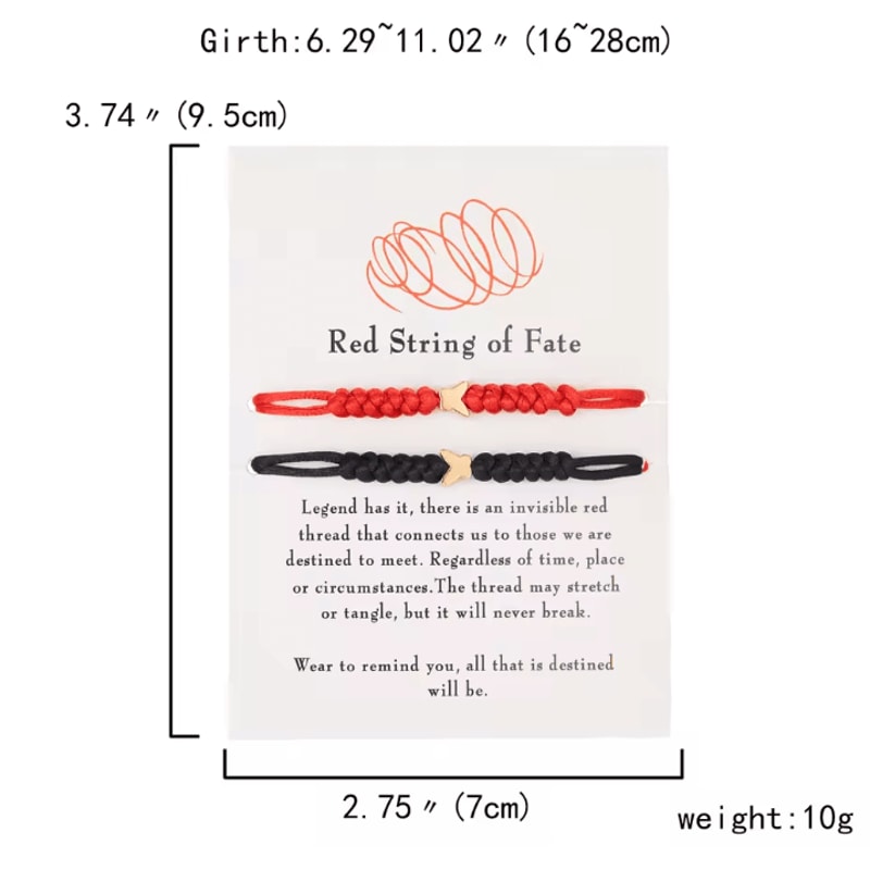 FateBond Handmade Red String Bracelets Braided Couples Set For Luck Protection Connection 4