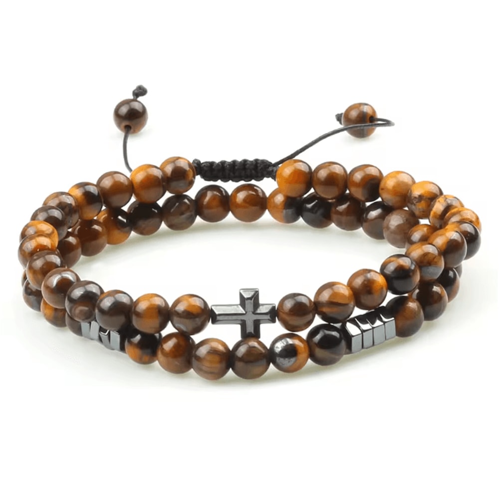 UnityBond Tiger Eye Hematite Couples Distance Bracelets Handmade Bead Set For Connection Protect 4