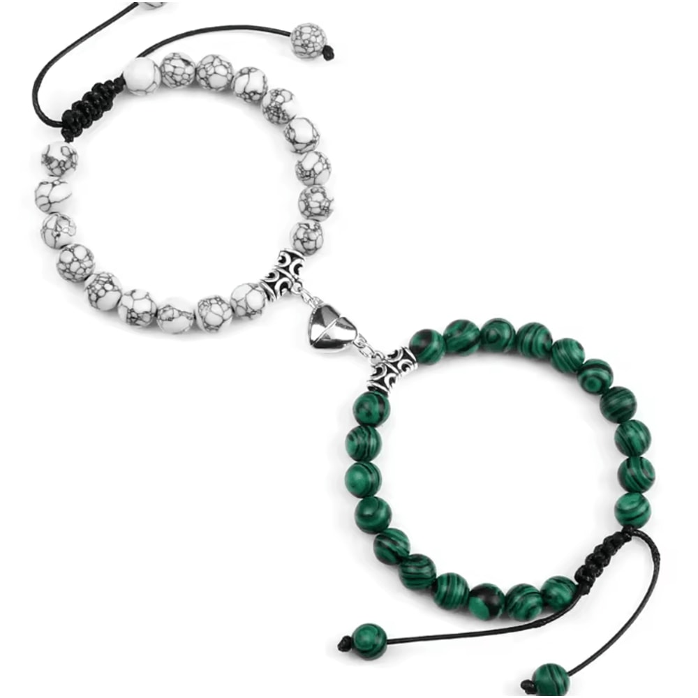 UnityMag Heart Natural Stone Couples Bracelets Adjustable Distance Beads Set For Lovers Friends 13