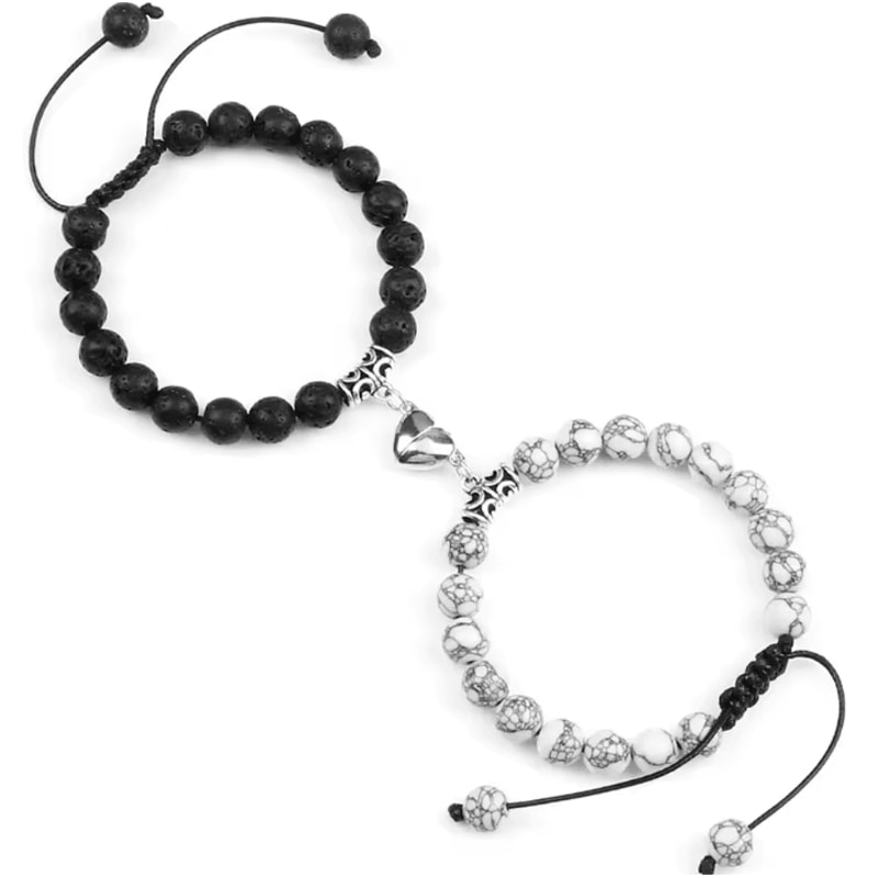 UnityMag Heart Natural Stone Couples Bracelets Adjustable Distance Beads Set For Lovers Friends 7