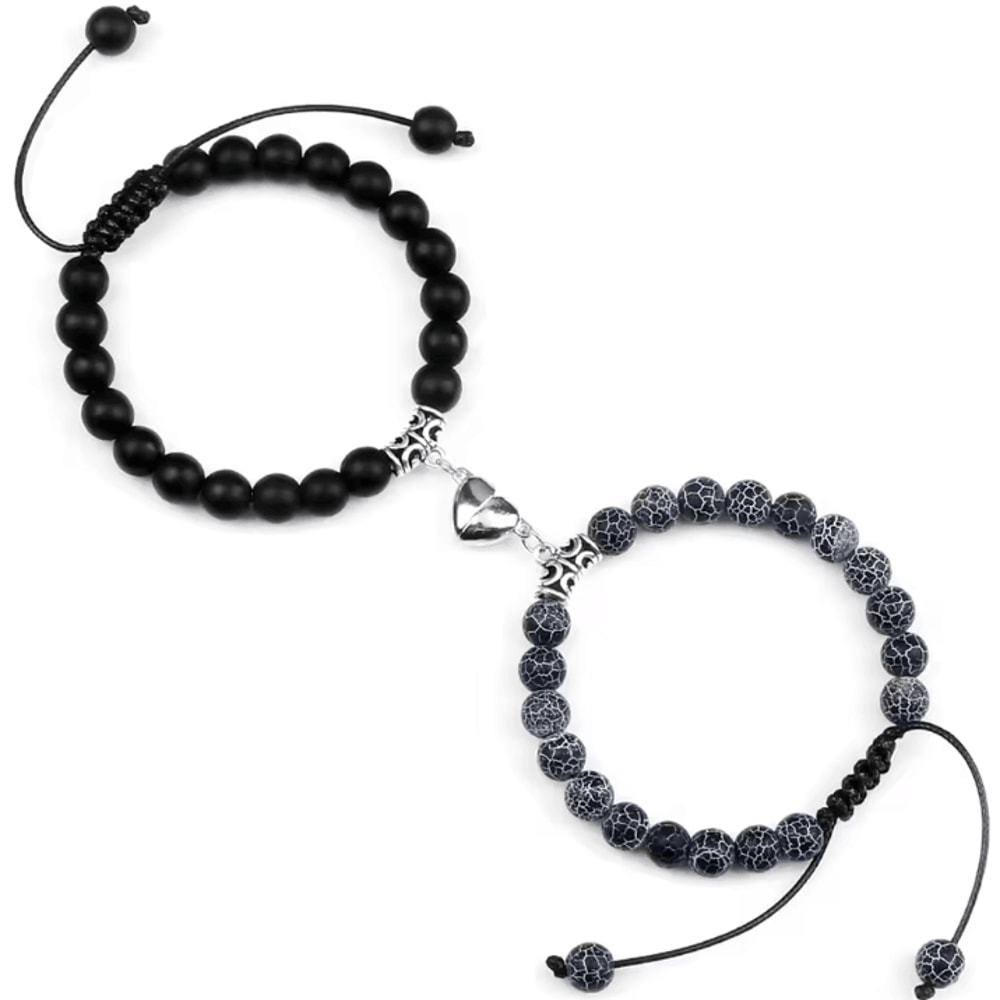 UnityMag Heart Natural Stone Couples Bracelets Adjustable Distance Beads Set For Lovers Friends 15