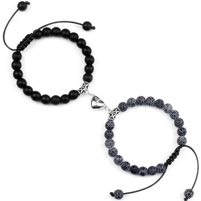 UnityMag Heart Natural Stone Couples Bracelets Adjustable Distance Beads Set For Lovers Friends 15